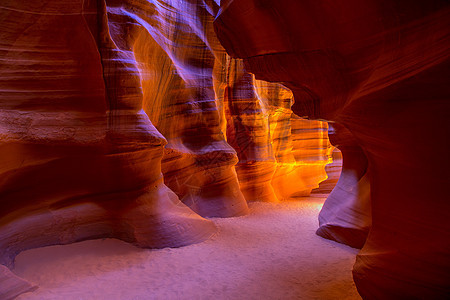 在Page附近的纳瓦霍土地上的亚利桑那州砂岩土地羚羊窗户洞穴岩石橙子地标干旱曲线图片