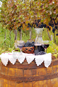 葡萄园 有葡萄和红酒图片
