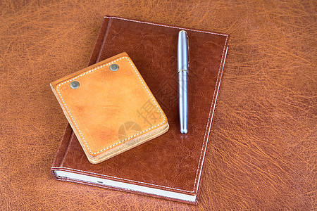 皮革组织者和钢笔日记记事本工作配件文档商业办公室棕色办公用品写作图片