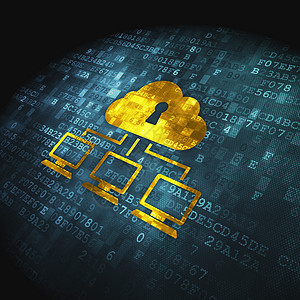 云技术概念 数字背景下的云网络会员安全网站监视器高科技数据锁孔局域网互联网隐私图片
