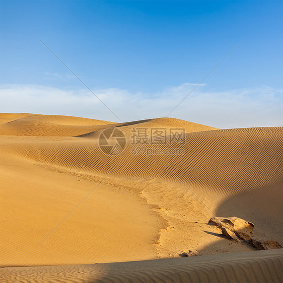 印度拉贾斯坦邦Thar沙漠的Dunes沙丘风景旅行日落观光旅游日光沙漠土地天空图片