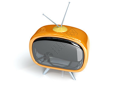 Retro Tv 重试Tv播送电视屏幕播客展示监视器电影天线橙子手表图片