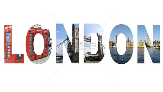 伦敦桥梁房屋地标议会拼贴画红色盒子电话图片