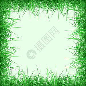 草框架绿色草地问候语插图卡片背景图片