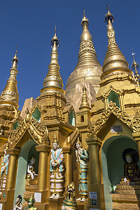 大金塔  仰光  缅甸 缅甸地标观光旅行寺庙旗帜数字佛教徒旅游金子佛塔图片