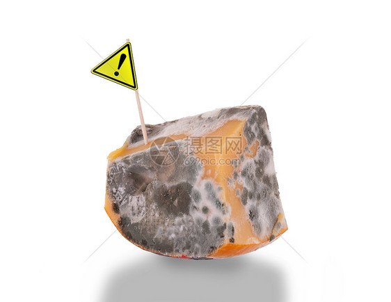 一块起司坏了小吃三角形奶制品警告烹饪立方体商品危险旗帜阴影图片