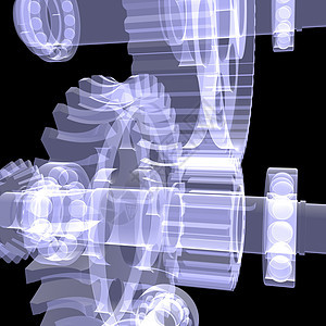 白轴 齿轮和轴承团体团队艺术机器合作工作车轮网络x射线蓝色图片