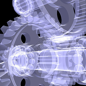 白轴 齿轮和轴承工作玻璃艺术蓝色团队机器合作力量技术网络图片