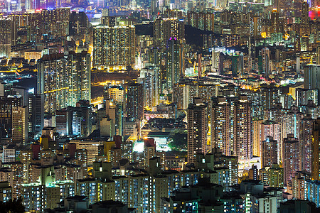 香港晚上的天线人口建筑天际景观民众居所城市公寓市中心住房图片