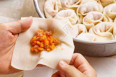 制作中国面团雕刻烹饪南瓜蔬菜新年饺子人手节日农历手工图片