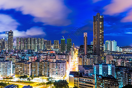 香港夜间城市风景图人口景观鸟瞰图市中心公寓公寓楼建筑天际住房房屋图片