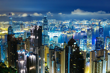 山顶的香港天际办公室地标天空峰值摩天大楼景观企业商业大楼办公楼图片