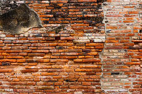 古旧砖墙建筑学红色水泥裂缝红砖建筑长方形废墟细节图片