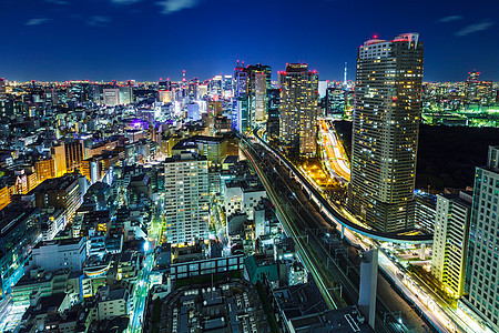 晚上东京市风景场景高楼天际景观地标城市大楼港区市中心建筑物图片