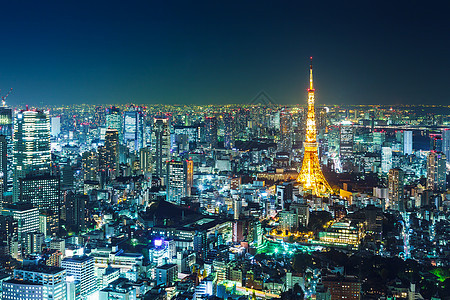 晚上东京天际夜景景观城市天线建筑场景地标图片