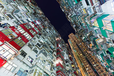 香港过度拥挤的住宅楼 拥挤不堪公寓房屋天际住房天空人口建筑图片