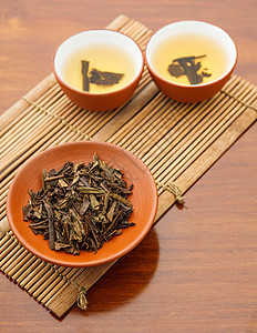 传统中国茶食物叶子飞碟饮料茶壶草本植物陶器木头工夫文化图片