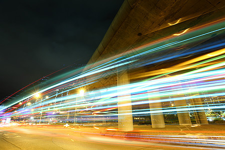 夜间城市的交通路线视角办公楼踪迹通道灯杆运动办公室摩天大楼景观轨迹图片