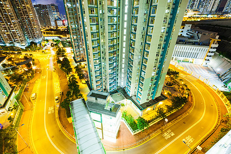 晚上在香港的大楼景观房屋天际日落民众天线住宅建筑公寓住房图片