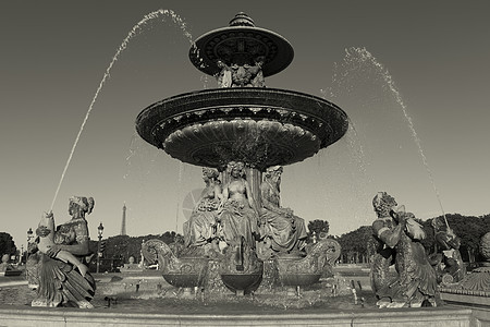 法国巴黎 法国伊莱德法兰西康科德广场黑与白晴天纪念碑正方形雕塑旅行场景淡水旅游建筑学图片