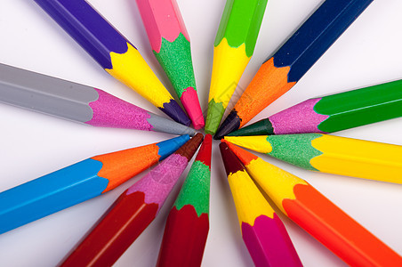 彩色铅笔绘画蜡笔光谱调色板团体学校蓝色紫色彩虹橙子图片