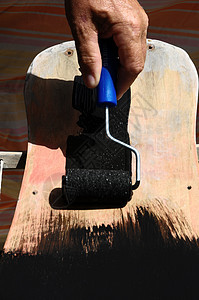 恢复旧式滑板工具木板维修运动孩子甲板装潢绘画滚筒刷子图片