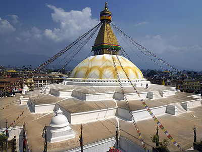 尼泊尔加德满都经幡胜地佛教徒眼睛旅行建筑学宗教寺庙大佛旅游图片