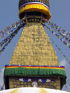 尼泊尔加德满都旅行经幡宗教地标佛塔佛教徒观光眼睛旅游图片