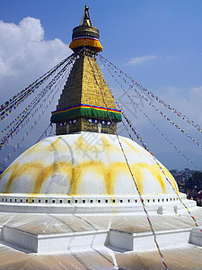 尼泊尔加德满都眼睛佛塔胜地旅游佛教徒经幡宗教寺庙旅行大佛背景图片