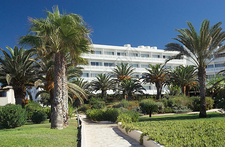 塞浦路斯旅馆闲暇城市房子建筑学风景蓝色场景植物晴天院子图片