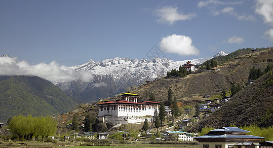 不丹王国佛教徒旅游旅行寺院风景地标建筑学山脉宗教图片