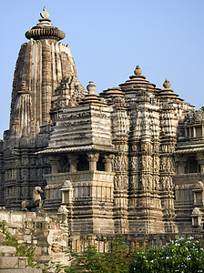 印度中央邦Khajuraho纪念碑地标中央邦建筑学雕塑宗教寺庙建筑物雕刻旅行图片