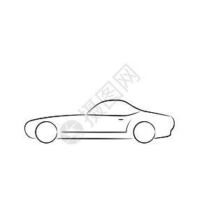 白色背景孤立的抽象运动车(轮廓)图片