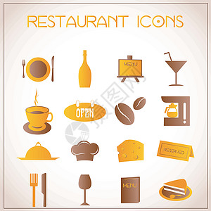 餐馆图标按钮瓶子菜单帽子插图咖啡店铺餐厅蛋糕杯子图片