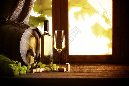 葡萄酒玻璃文化酒杯叶子静物酒精酒瓶水平软木白酒图片