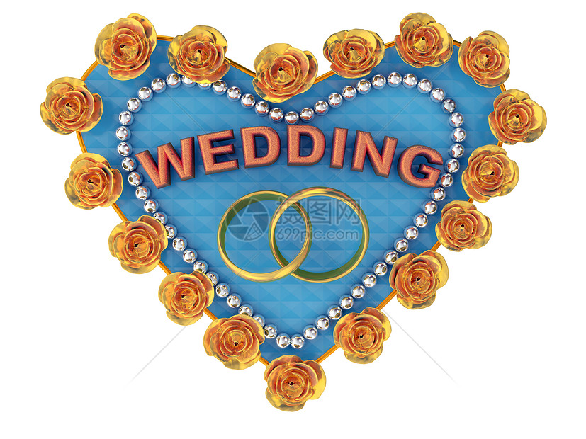 玫瑰和结婚戒指婚礼婚姻金子联盟礼物珍珠插图图片