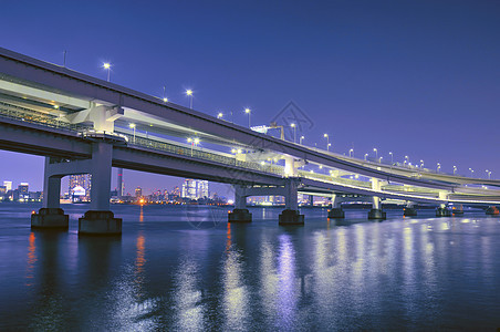 夜桥城市金属运输建筑学景观蓝色栅栏图片