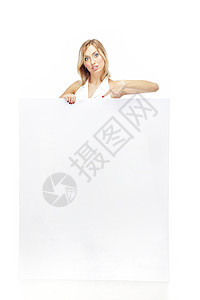 空白标志展示木板盘子商业海报成人金发女郎快乐广告白卡图片