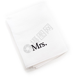 白毛巾是白色背景上的孤立的 Mrs white 毛巾图片