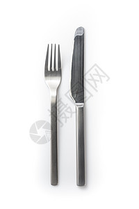 不锈钢刀和叉子 在白色背景上隔离图片
