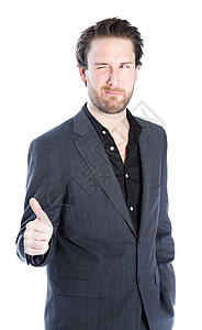 在演播室中拍摄的有吸引力的caucasian男子套装商务男性手势人士男人白色情绪愤怒商业图片