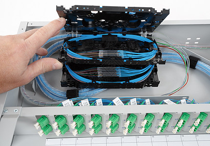 光纤插件磁带网络绿色技术数据全球光学蓝色电讯安装内阁图片