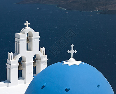 希腊圣托里尼蓝色多梅德教堂图片