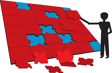 红色拼图成功男人解决方案警告黑色帮助男生闲暇消遣休闲图片