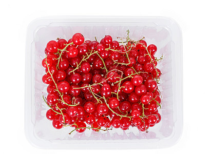 白色背景上红色卷曲的堆叠浆果盒子工作室季节甜点宏观植物水果美食塑料饮食图片