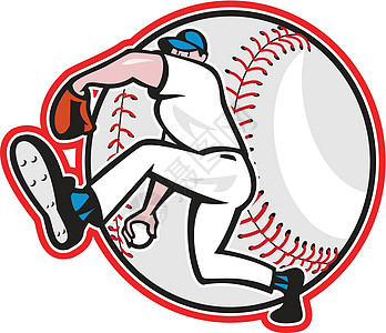 弹球投球程序员插图运动艺术品投手男性野手男人玩家手套图片