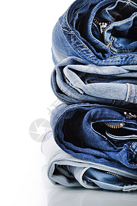 折叠牛仔裤堆叠衣服材料织物蓝色白色边界店铺牛仔布纺织品销售图片
