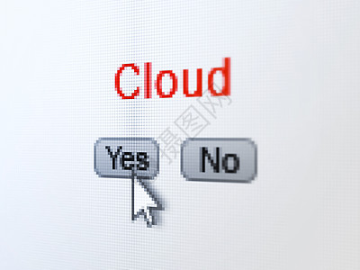 云计算概念 数字计算机屏幕上的云层技术监视器像素化展示网站商业解决方案软件光标数据图片