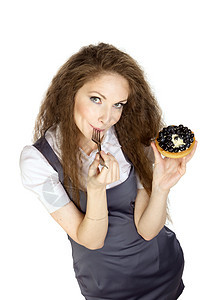 女人享受蛋糕糕点女孩食物水果早餐垃圾甜点商业美丽营养图片