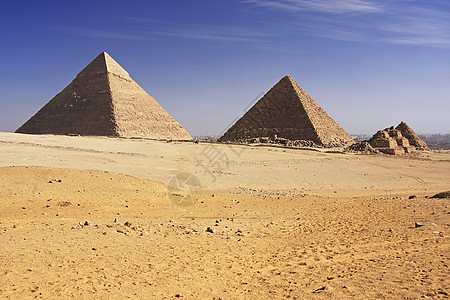 开罗吉萨大金字塔考古学大篷车人面沙漠纪念碑风暴风景地标石头异位素图片